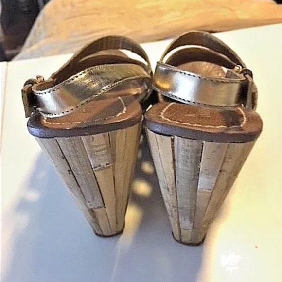 MIU MIU PRADA GOLD BAMBOO PLATFORM WEDGE STRAPPY 9 - Picture 6 of 7